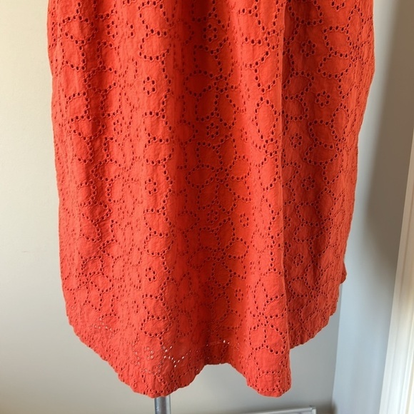 MADEWELL Eyelet Ruffle Sleeve Mini Dress Fresh Chili Orange Cap Sleeve Sz L - Picture 10 of 16
